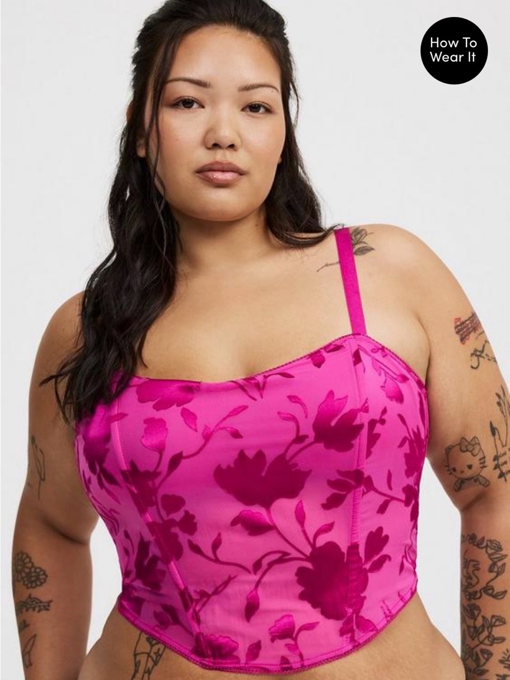 torrid Hot Pink Floral Satin Corset Top
